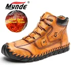 Мужские зимние ботинки ручной работы, кожаные мужские теплые зимние ботинки, уличные удобные мужские мотоциклетные ботинки