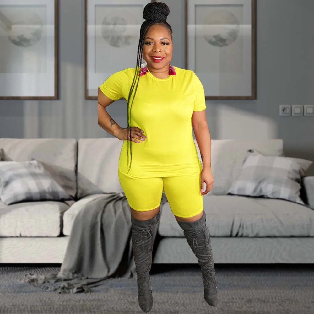 

XL-5XL размера плюс комплект из двух предметов одежды, комплект летней одежды для семьи, одежда для женщин с коротким рукавом футболка для трен...