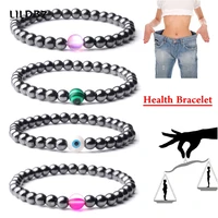 weight loss magnetic therapy health black gallstone bracelet 6mm beads hematite bracelet natural stone malachite accessories