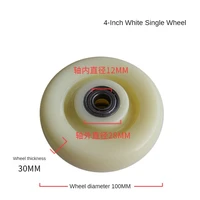 1 pc 4 inch white nylon single wheel wear resistant cart double bearing