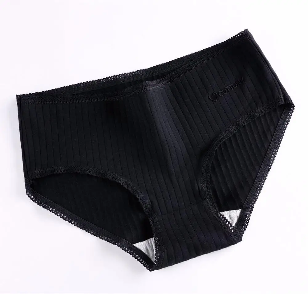 3 шт. женские хлопковые трусы со средней талией с кружевом | Женская одежда