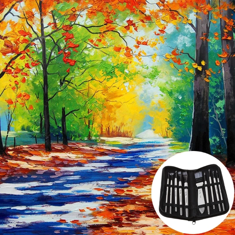 

10Pcs Nylon Hair Art Painting Brushes Set Acrylic Oil Watercolor Artists Paint Brush Set Drawing Supplies