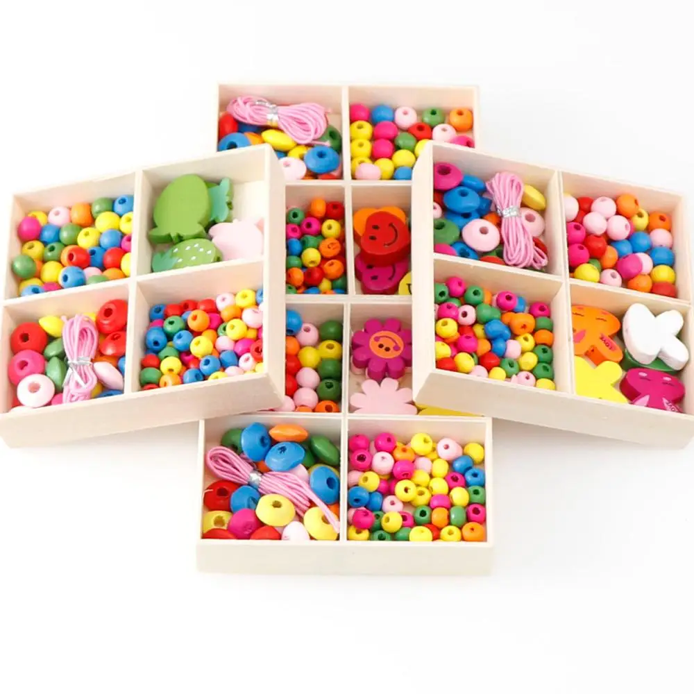 Набор деревянных бусин для детского сада многоцветный креативный пазл