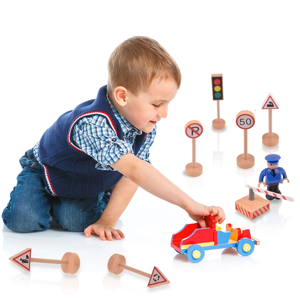 

Детские деревянные уличные дорожные мини-знаки, набор моделей, обучающая игрушка, уличные дорожные знаки, автомобильные блоки, ролевые 16 шт.