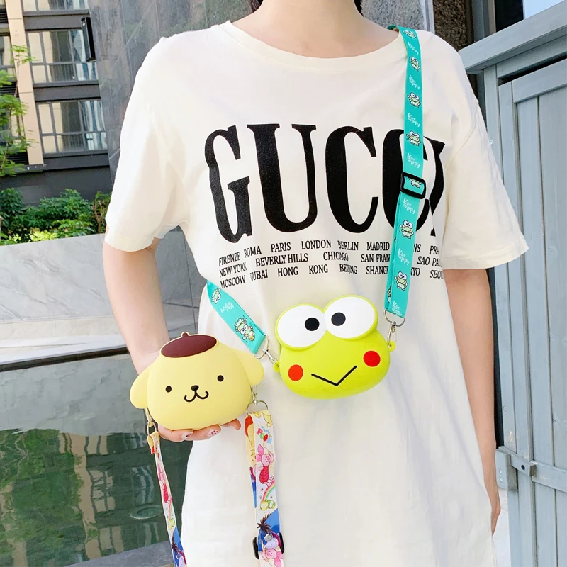 Сумка через плечо с мультяшным принтом My Melody Cinnamoroll Keroppi pompomparin, сумка на плечо, Сумка с нулевым кошельком для женщин, подарок для девочек