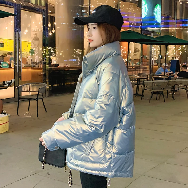 

Women Padded Warm Parka Short Style Winter 2021 Korean Style Cotton Jacket With Stand-Up Collar Ladies Fashion Down Jackets