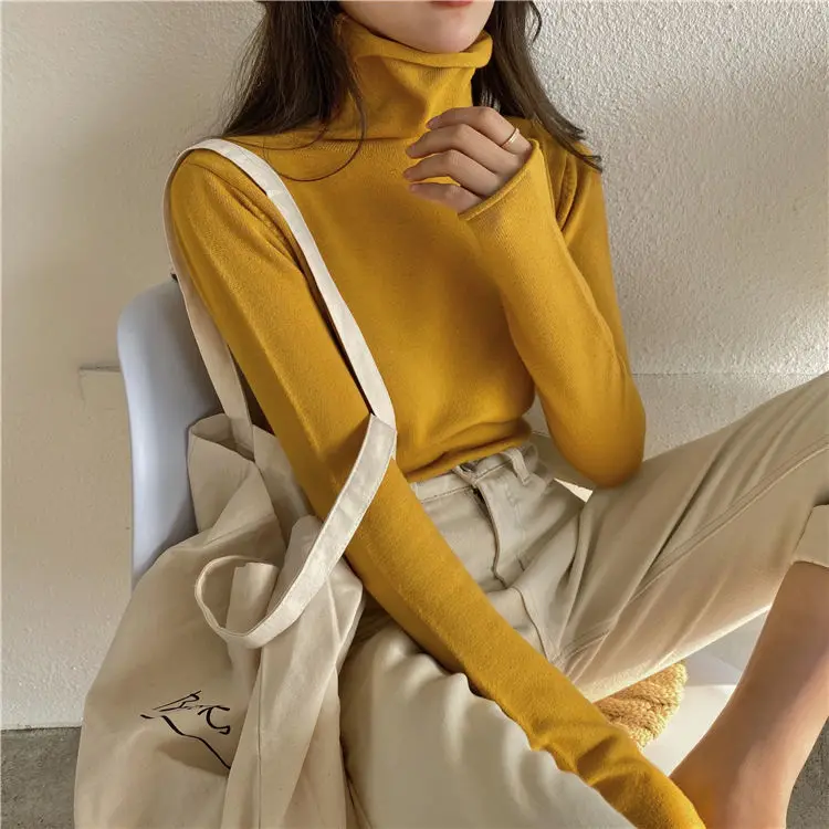 

Dui Dui High Collar Bottomed Blouse Women's Autumn and Winter New Style Built-in Versatile Foreign Style Sweater Sweater Top