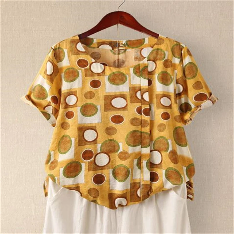 

2021 Summer Women Harajuku T shirt Lady Polka Dot Print Short Sleeve Loose Female T-shirt Leisure Fashion Aesthetic Blouse
