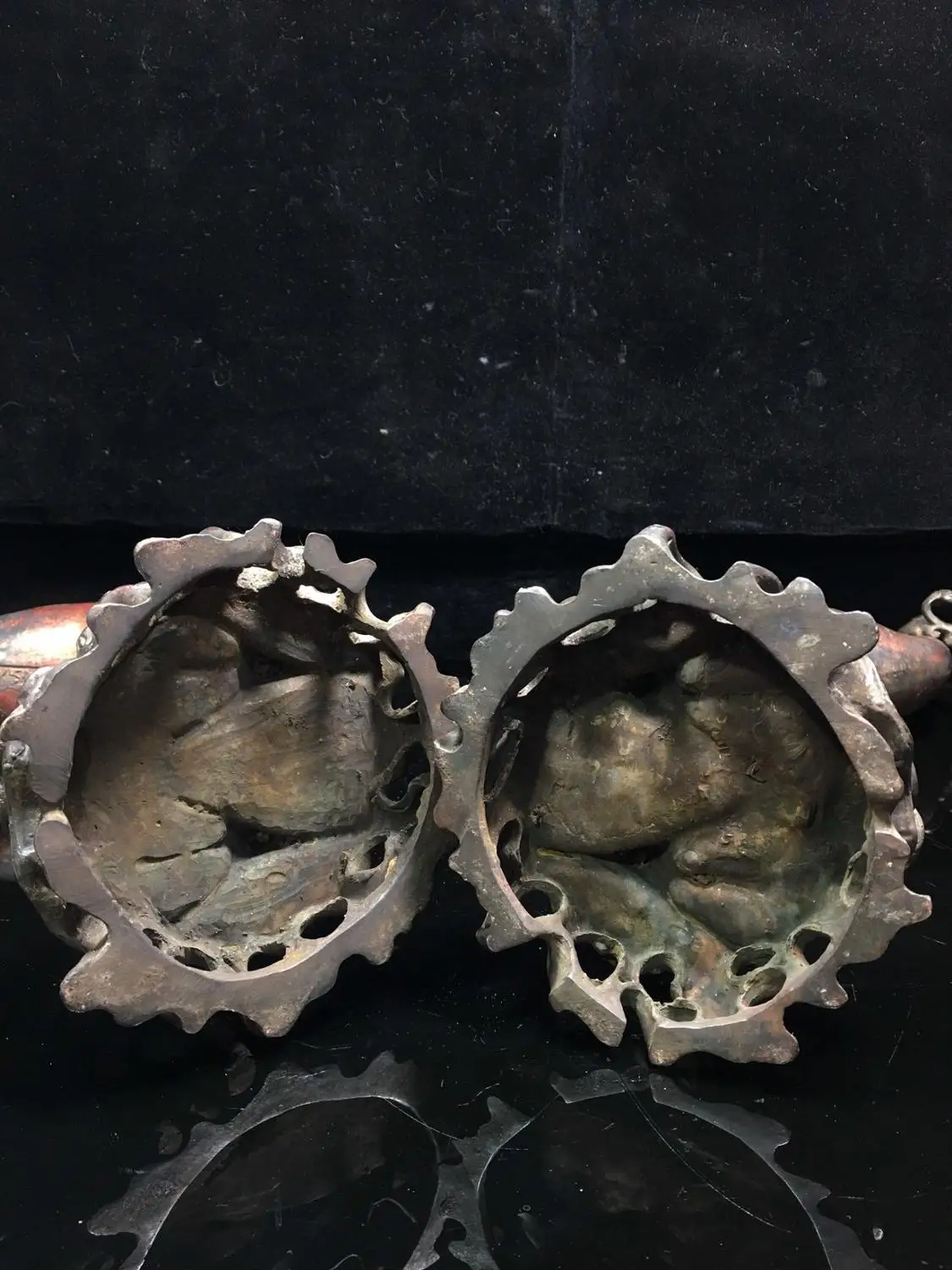 

Home Decor 14" Tibet Buddhism Temple Old Bronze Cinnabars Crane statue incense burner A pair Red-crowned Crane Ganoderma Incense