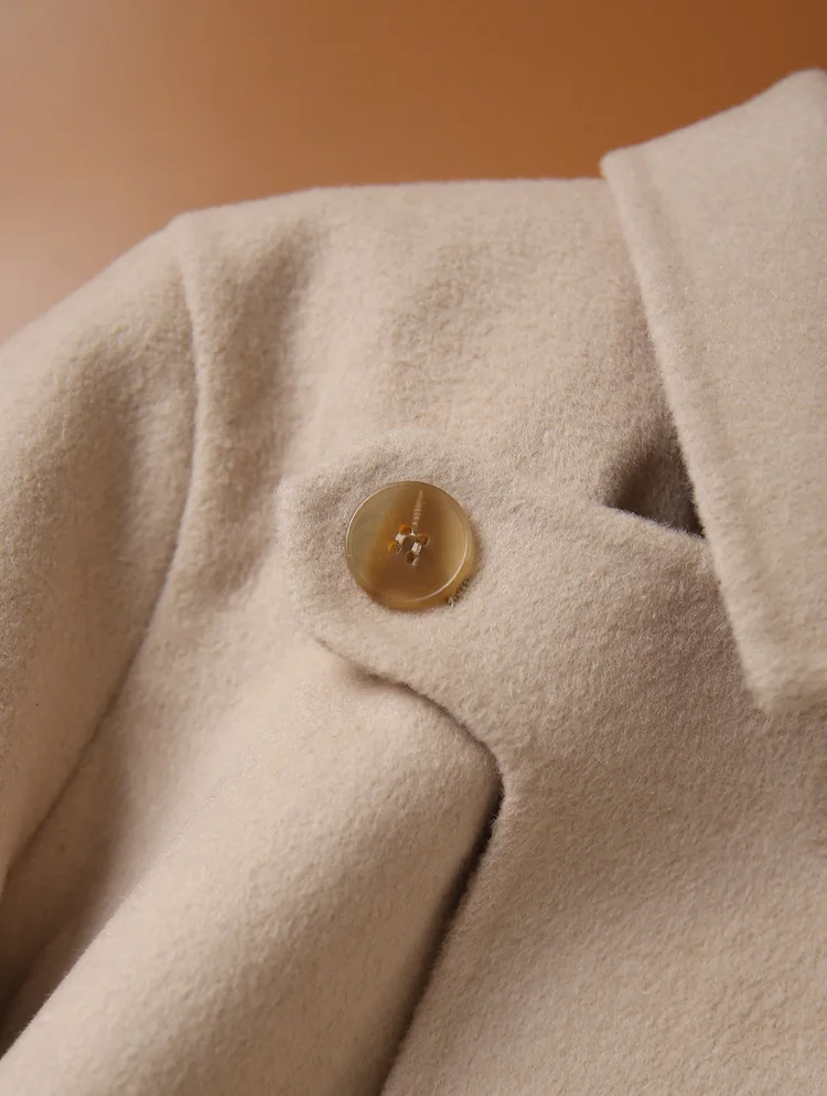 

2020 Autumn Winter High Quality Wool Coat Women Hand Made Double Side Woolen Outerwear Coat Fashion Lamb Wool Manteau Femme