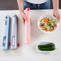 plastic wrap dispenser with slide cutter reusable foil sealing film cutter kitchen storage accessory adjustable length el