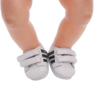 40 43 cm boy dolls pu shoes white velcro sneakers american newborn baby toys accessories fit 18 inch girl doll gift g14
