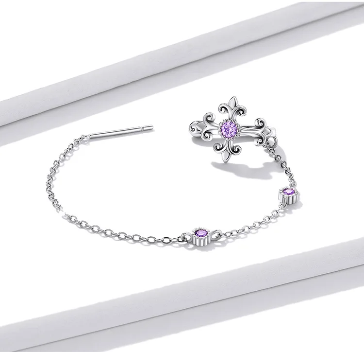 

Authentic Sterling Silver Vintage Cross Ear Cuff for Women Long Tassel Drop Earrings Fine Jewelry Engagement Gift 2021