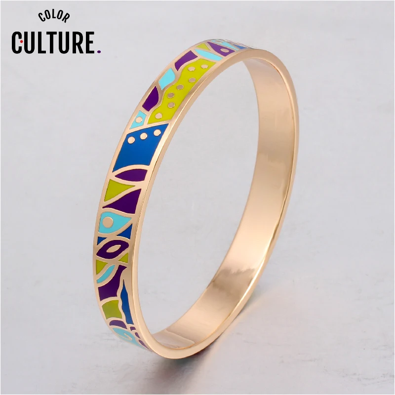 

1.0cm Width New Design Bracelet Brand Women Gold-color Jewelry Color Filled Enamel Bracelet Wholesale Jewelry