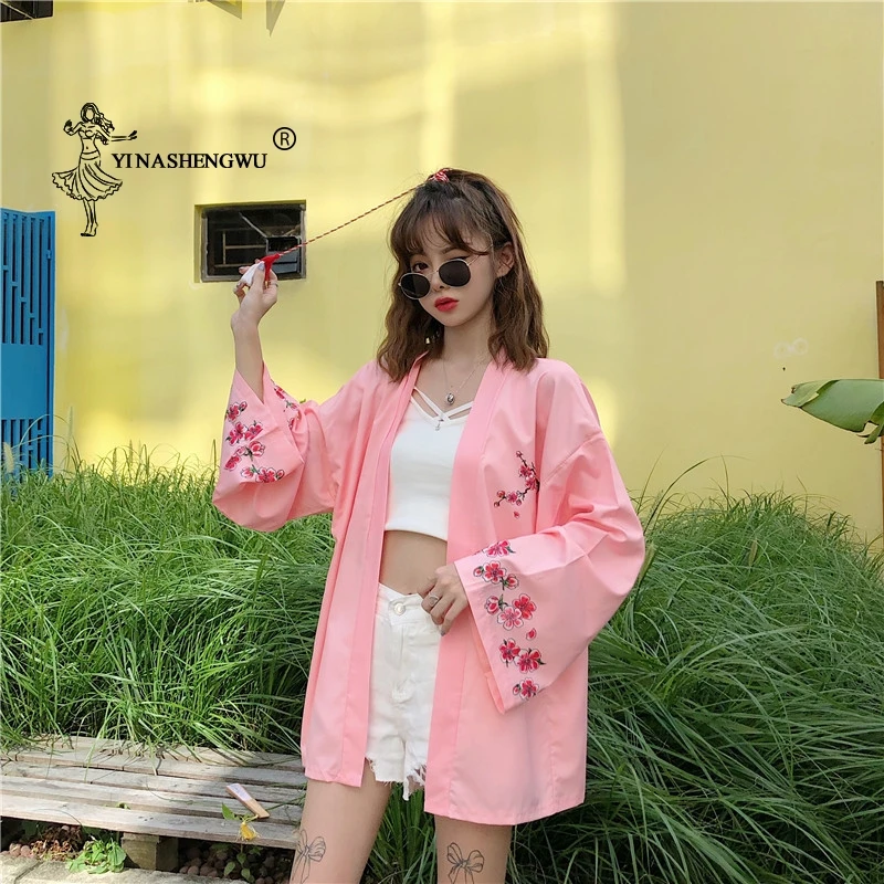 Yukata женский японский кимоно кардиган с принтом кота с длинным рукавом рубашка повседневные кимоно Femme азиатские Кимоно костюмы косплей Kawaii