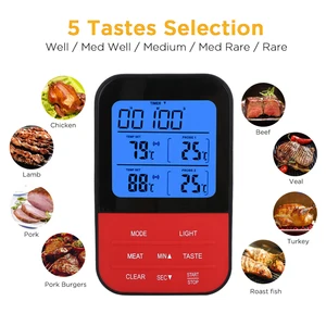Беспроводной цифровой термометр для гриля, прибор для измерения температуры в духовке, для пикника, барбекю, мяса, с двойным щупом светодиодный светодиодным цифровым дисплеем