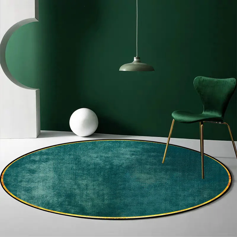 

Non-Slip Floor Mat Nordic style Jade Green Round Area Rugs for Living Room Yellow Circle Printed Carpet Kids Bedroom Play Tent