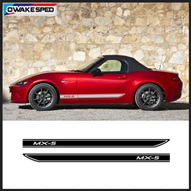 Для Mazda MX-5, гоночные решетки, графическая боковая юбка в полоску, автомобильный Стайлинг, декор двери, наклейка, авто тело, индивидуальная виниловая наклейка