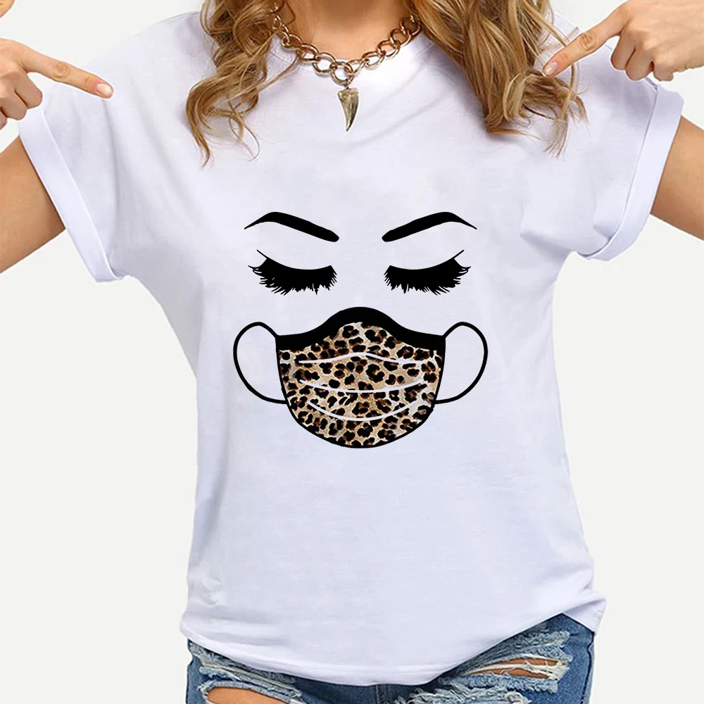 Женская футболка с коротким рукавом белая леопардовым принтом в бразильском