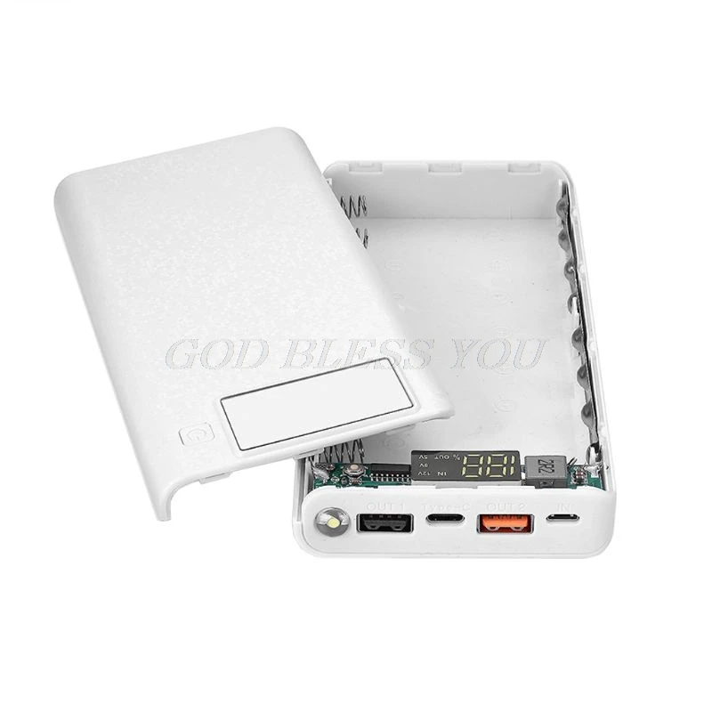 White QC 3,0 Dual USB+ type C PD 8x18650 батарея DIY Блок питания светодиодный свет быстрое зарядное устройство для iPhone samsung сотовый телефон планшет 37MC - Цвет: White