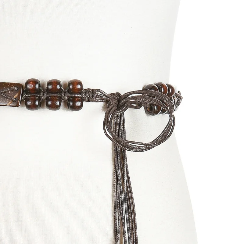 Дизайнерские ремни для девушек Плетеный женский ремень из конфетной древесины