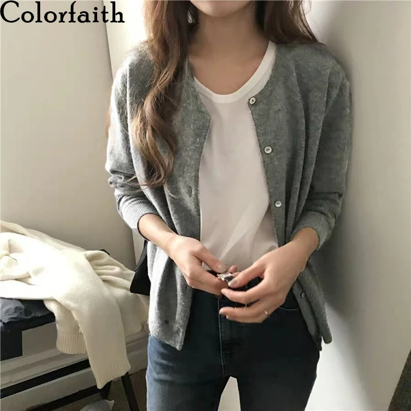 

Colorfaith/Новинка 2021 года; Сезон осень-зима; Женские свитера; Повседневный Кардиган на пуговицах; Модная женская вязаная одежда в Корейском стил...