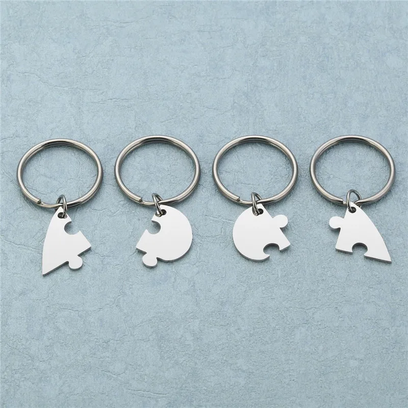 

Jovivi Stainless Steel Puzzle Heart Shape Key Chain Key Ring family friendship keychains Birthday Gift 3 pcs / 4 pcs Key Chains