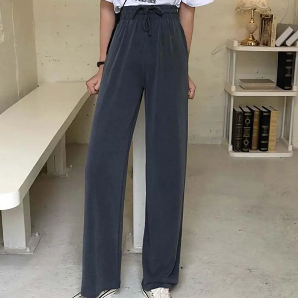 

Floor-Length Wide Leg High Waist Lace Up Loose Sport Pants for Daily Wear