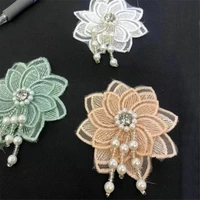 6pcs 68cm three dimensional beads flower embroidery hand diy clothing accessories apparel sewing fabric diy craft supplies