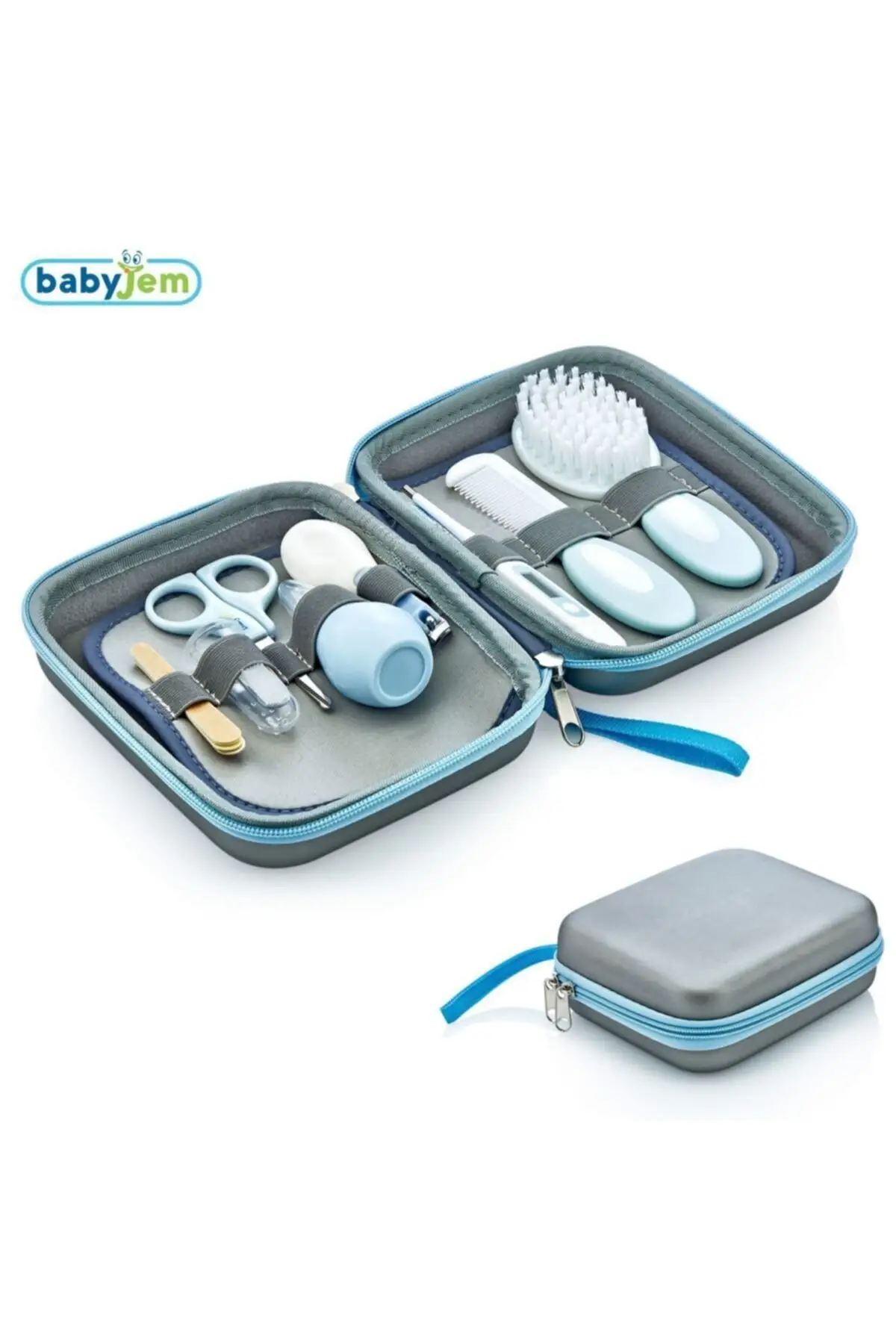 

Baby Care Set 9 Piece Blue Brush Comb Nail Clipper Nasal Aspirator Thermometer Newborn Infant Accesorise Gift Stuff