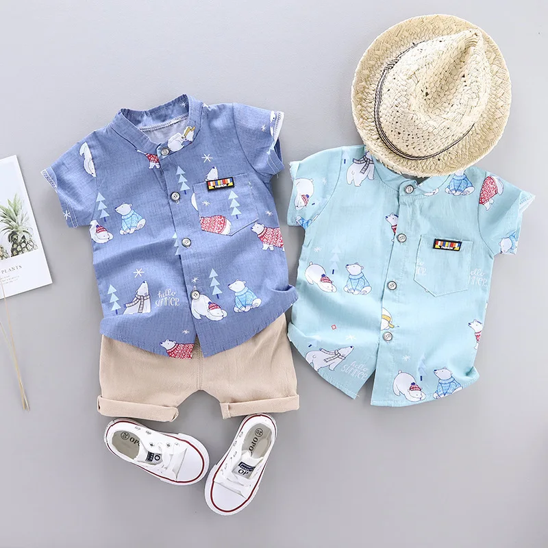 

Summer New Outfits Toddler Boy Clothing Cartoon Set Children Clothing Short Sleeve Shirt shorts Baby Boys Suit Kids Clothes 1-4Y