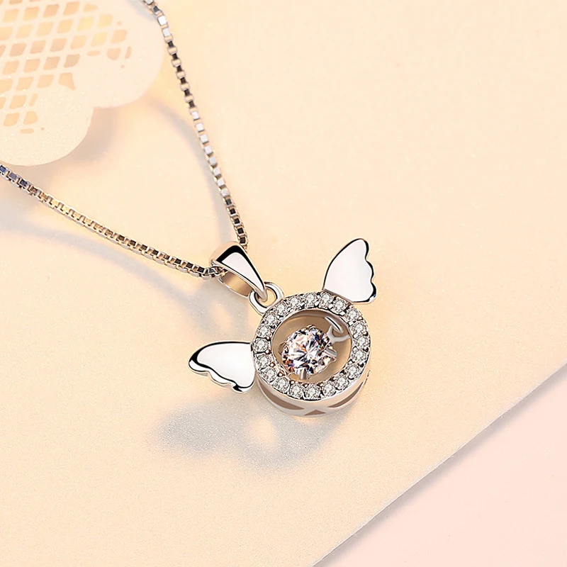 Женское колье с подвеской в виде крыла ангела из серебра 925 пробы | Украшения и