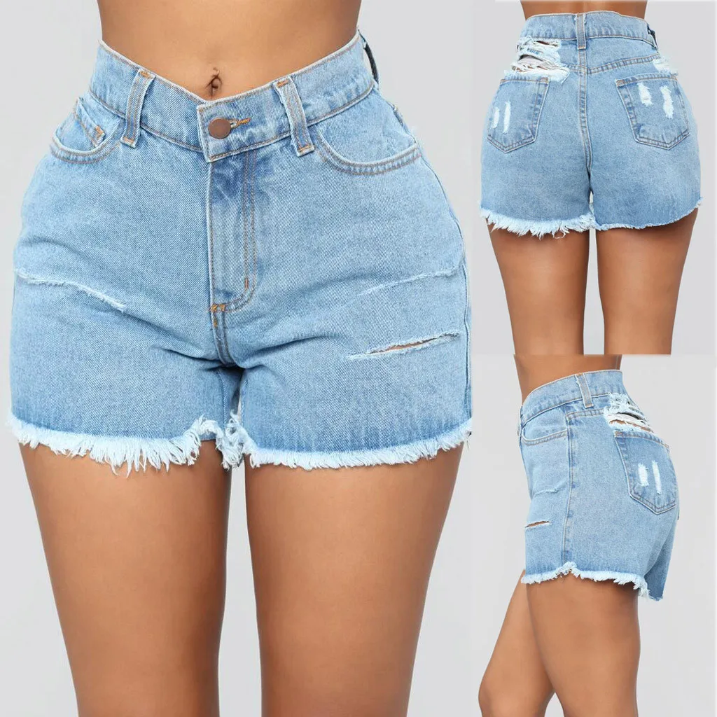 

Women's denim shorts 2021 new high-waist shorts women casual loose ladies fashion large size elastic waist wide-leg short jeans