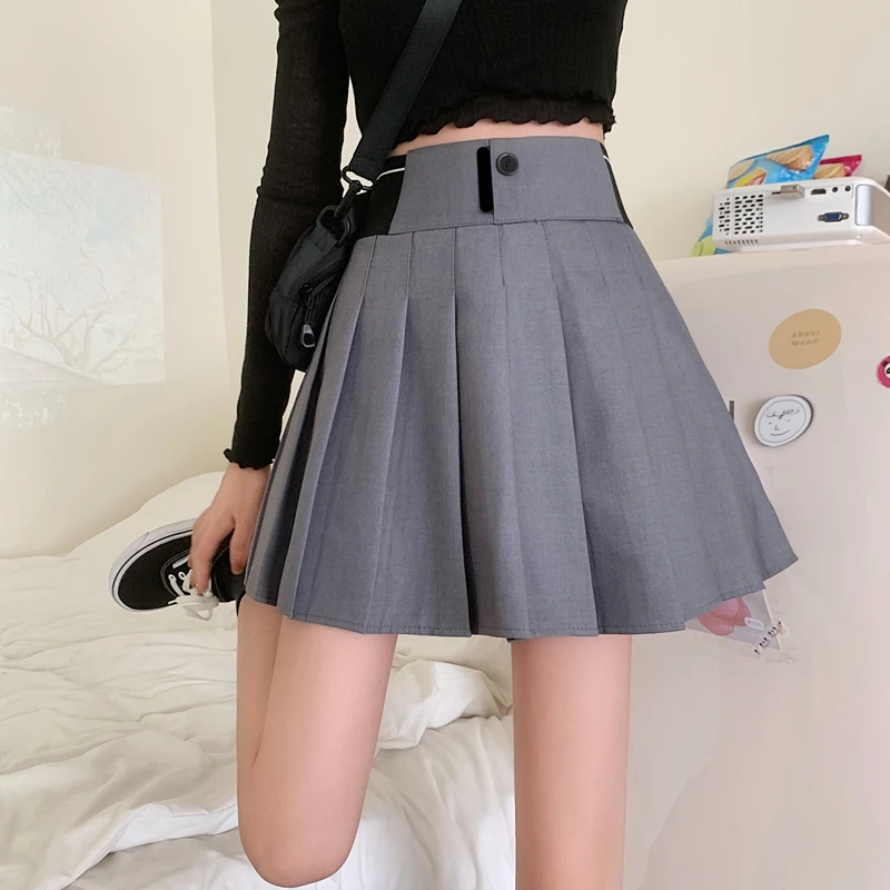 

Black Pleated Skirts Female Korean Vintage Women'S Pencil Skirts Woman Clothes Lady Trendy 2020 Harajuku Spring Autumn D0193