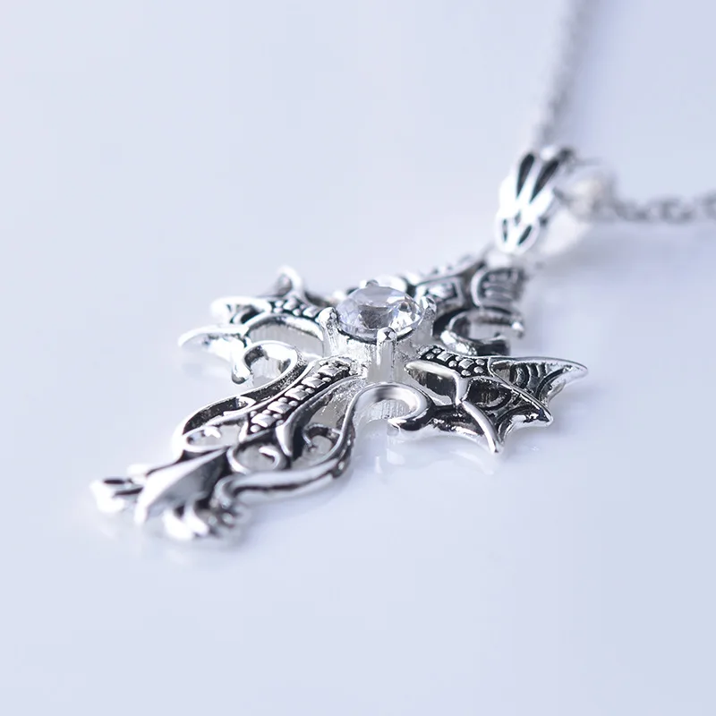 KOFSAC 925 Sterling Silver Pendant Necklace For Men Fashion Jewelry Exquisite Vintage Hollow Cross Necklace Boy Engagement Gift