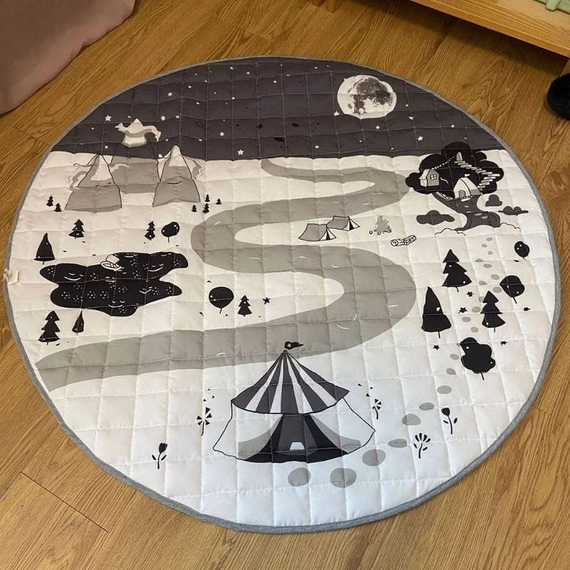 

2021 1Pc Jungle Animal Rug for Baby Learning Crawling & Exploring Toys Brain Game Interactive Crawling Rug Round Play Mat Toy