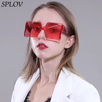 fashion oversized square sunglasses women rimless brand designer flat top big sun glasses female one piece travel gafa de sol