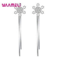 korean 925 sterling silver jewelry dangle earrings round square cube star snowflake zircon pearl inlay wedding jewelry for lover