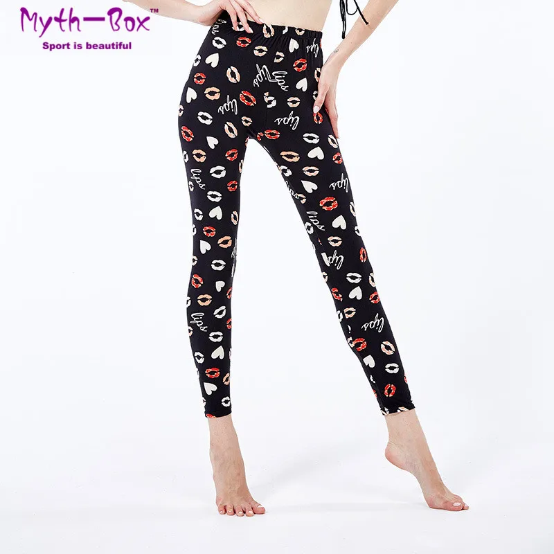 

Spring Yoga Pant Women Quick Dry Sport Leggings Woman Lip Print SKinny Workout Leggins Female Gym Fitness Tights Running Trouser