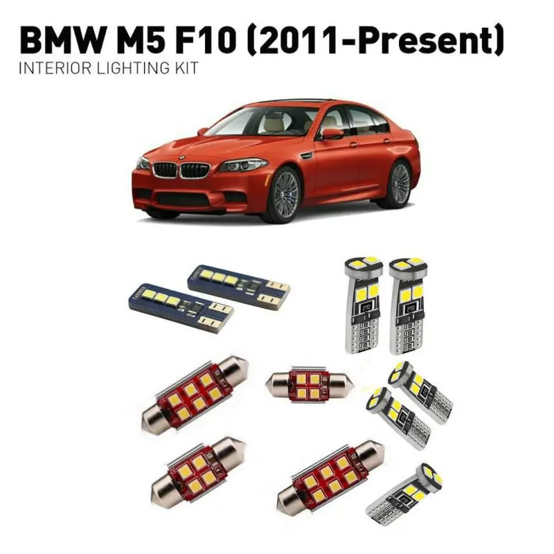 

For Bmw m5 f10 2011 2012 19pcs White Canbus Car LED Bulb Reading Ceiling Map Light Interior Kit Door Lamp