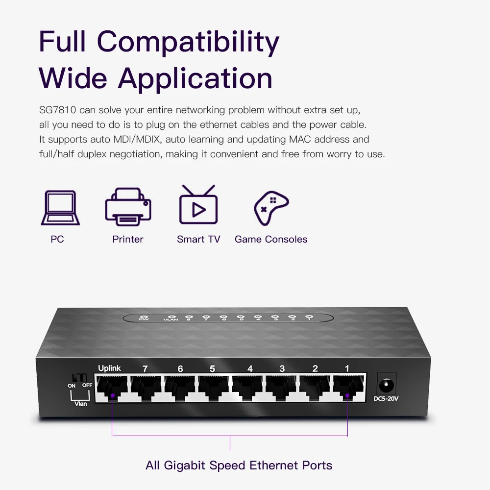 EDUP 8 портов 10/100 Мбит/с гигабитный коммутатор для сети Ethernet концентратор локальной