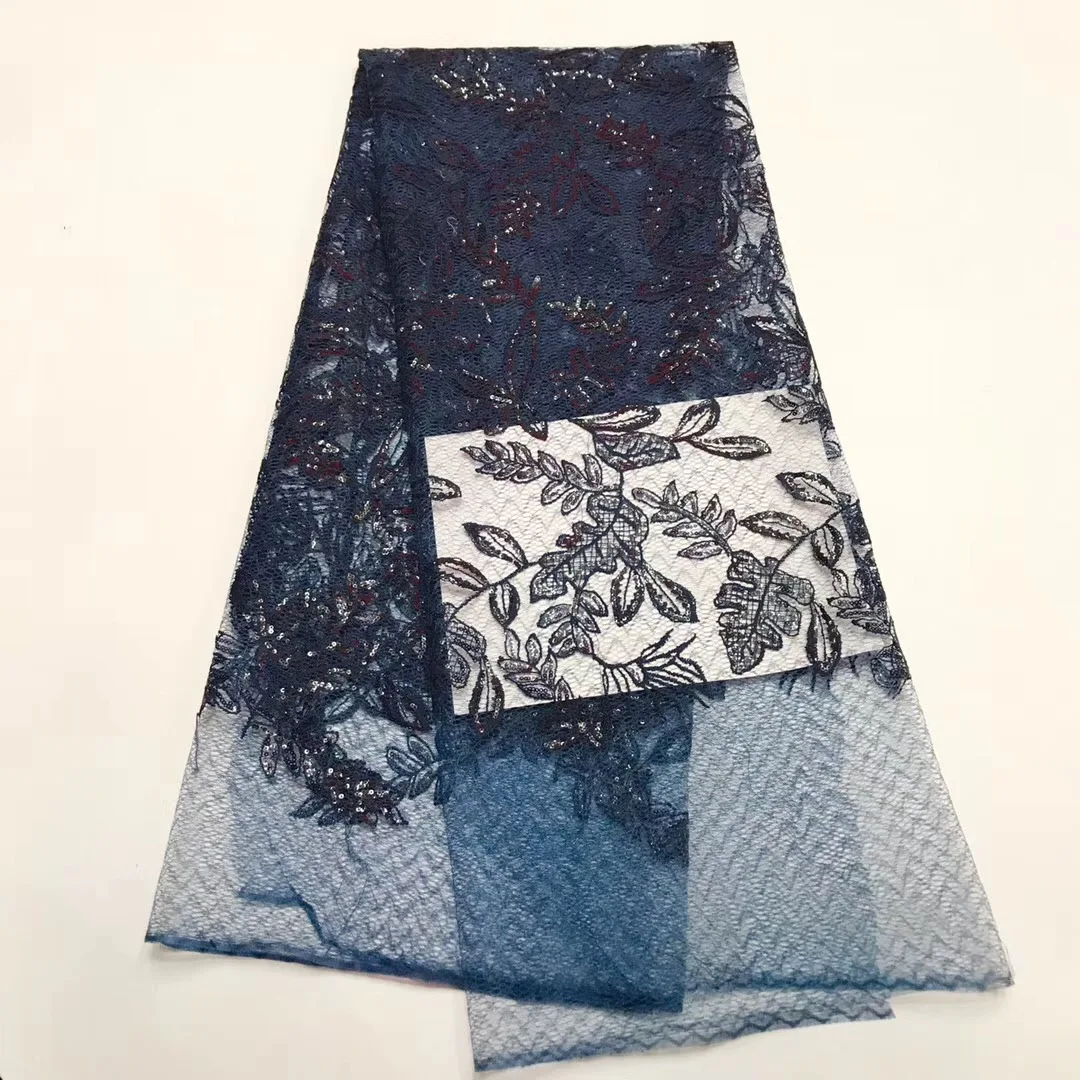 Новое поступление африканская кружевная ткань с блестками рисунком листьев из