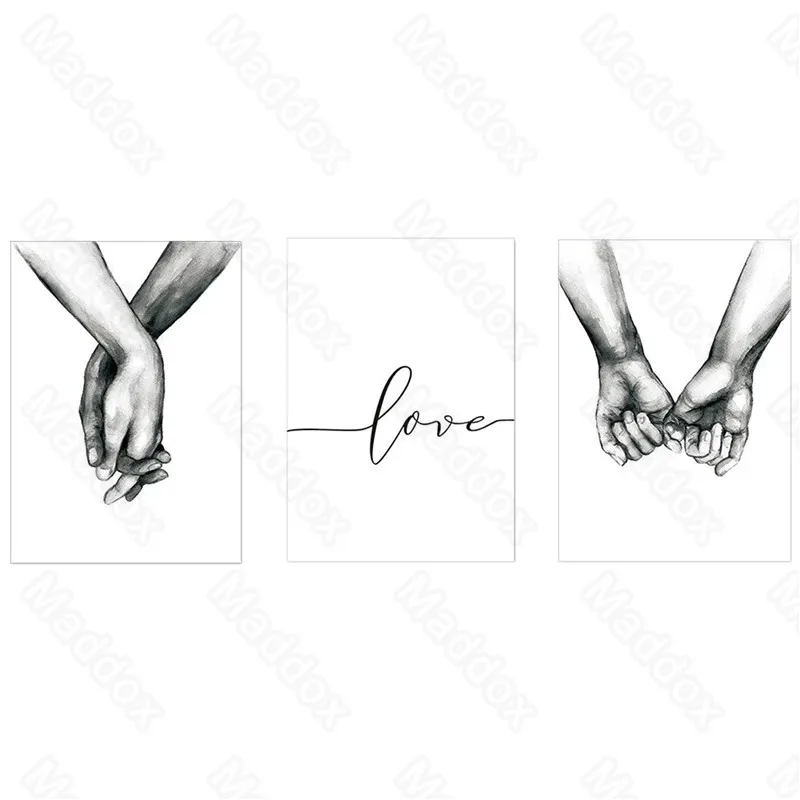 

Modern Home Decor Modern Minimalist Sketch Holding Hand Hanging Painting Personality Couple Bedroom Decoration Painting