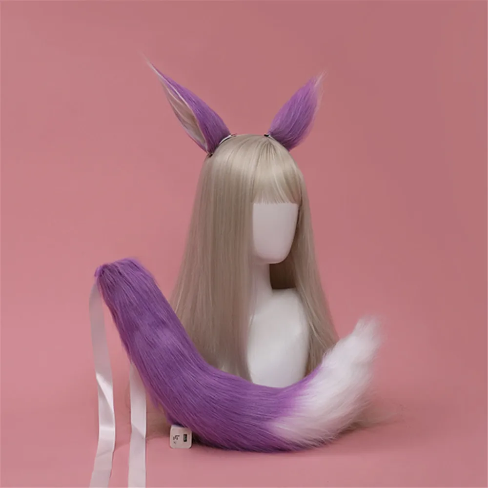 

Японское аниме лисий хвост косплей реквизит Красочные Плюшевые кошачьи уши головной убор для девушек женский стиль