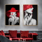 Плакат cnpaint, настенное искусство, печать на холсте, рисунок, модная девушка с шляпой, портрет красоты, картина для гостиной, домашний декор