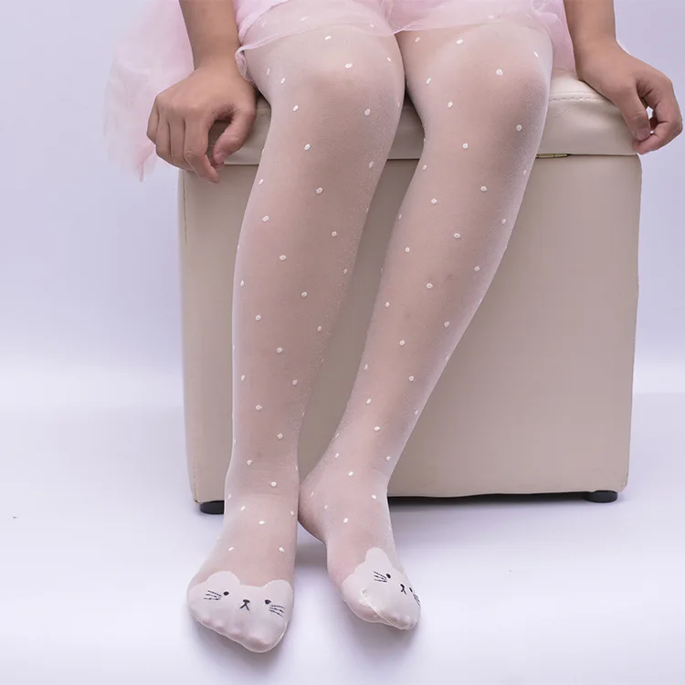 

New hot sale ultra-thin stockings girls pantyhose leggings pantyhose children candy color lace point toe cat white dance socks