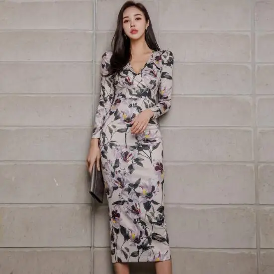 Цветочное 2020 летнее офисное женское платье с v-образным вырезом высокая талия