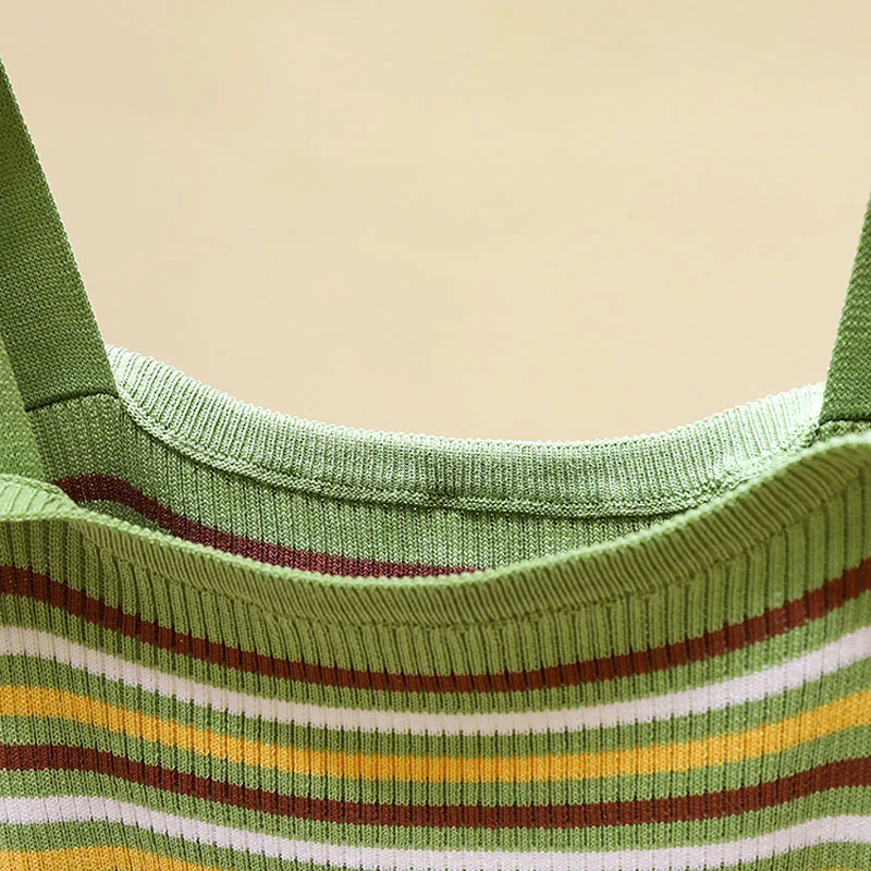 Sweater Vest Women Spaghetti Strap Knitted Tops Summer Fashion Chic Beach Camisole Sleeveless Knitwear Ladies Elastic | Женская одежда