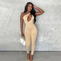 fitness women rompers sexy one shoulder solid skinny jumpsuit hollow out club party outfit 2021 summer sporty workout activewear