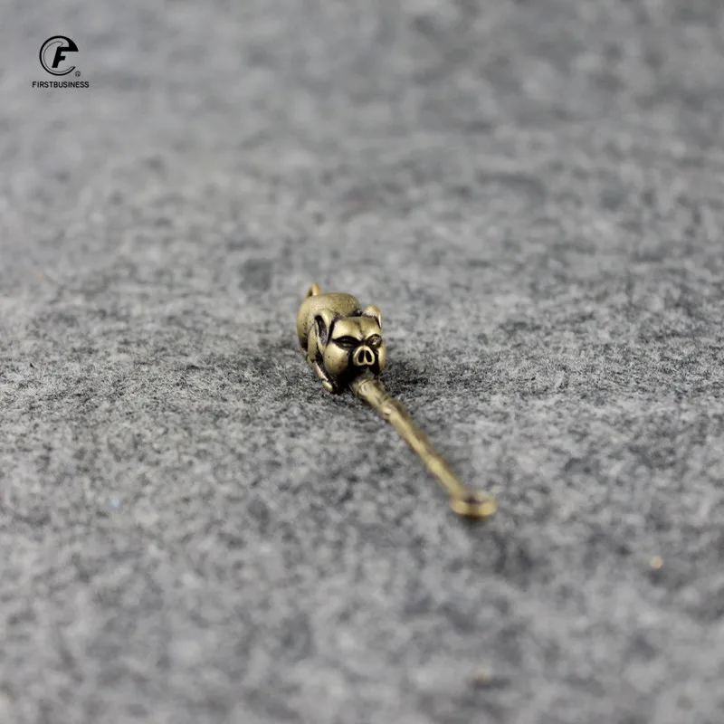 Медная медная ложка Ушная бамбуковая маленькая статуя украшения животное на
